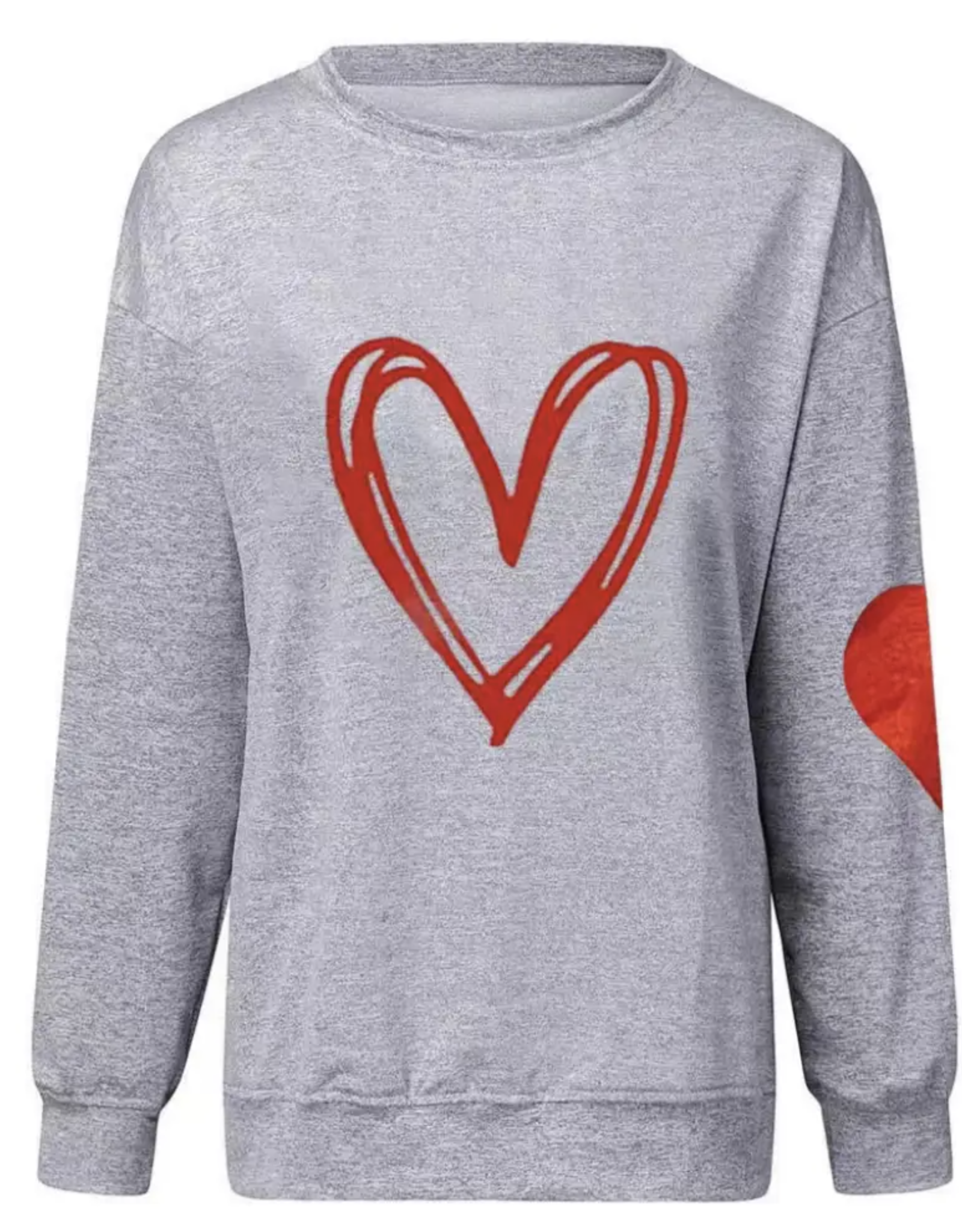 The Moment Collection Valentine Heart Pullover Sweatshirt - Grey