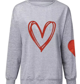 The Moment Collection Valentine Heart Pullover Sweatshirt - Grey