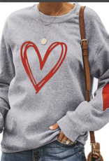 The Moment Collection Valentine Heart Pullover Sweatshirt - Grey