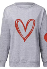 The Moment Collection Valentine Heart Pullover Sweatshirt - Grey