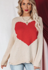The Moment Collection natural/red heart sweater