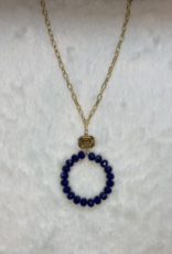 royal blue beaded circle 32" necklace