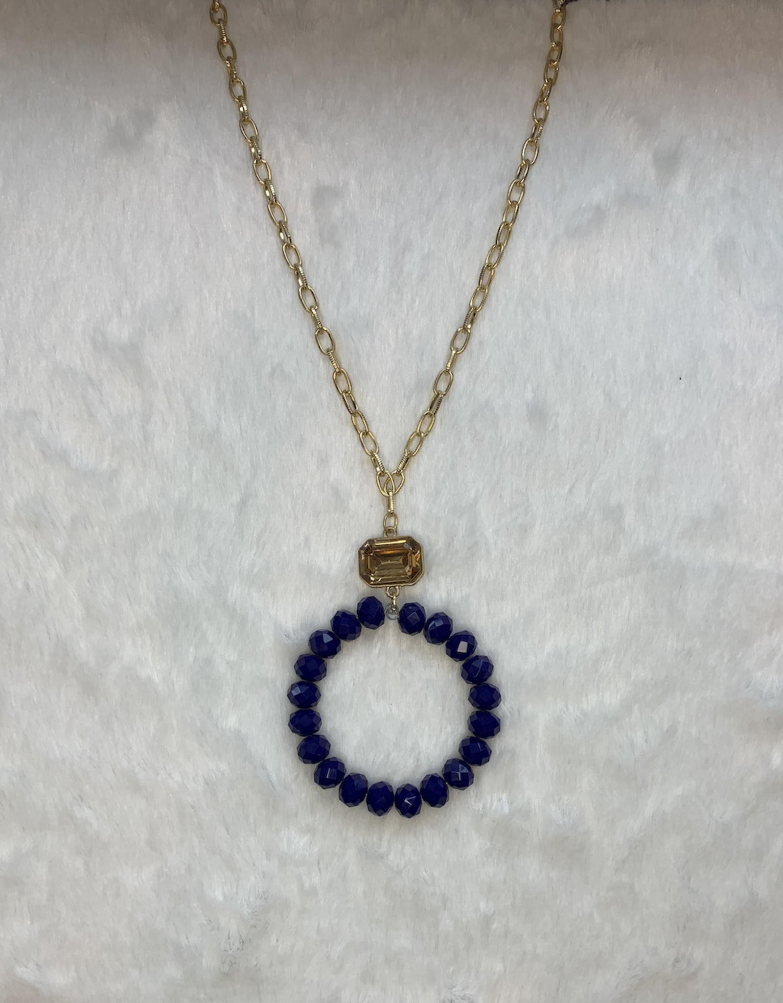 royal blue beaded circle 32" necklace