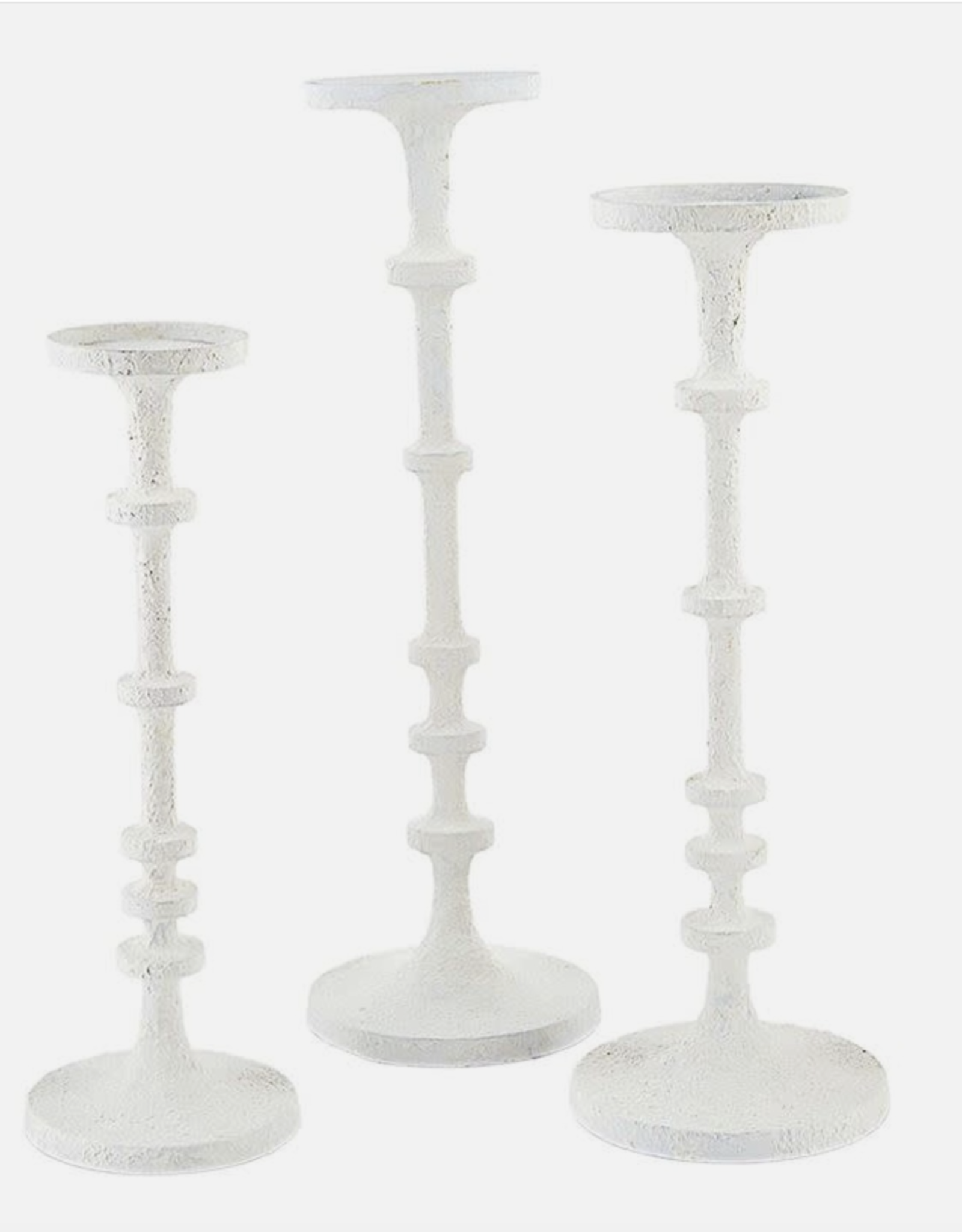 White Candlesticks wood and metal-small