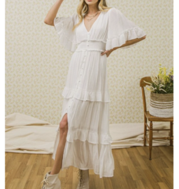 Flying Tomato White Solid Woven Dress