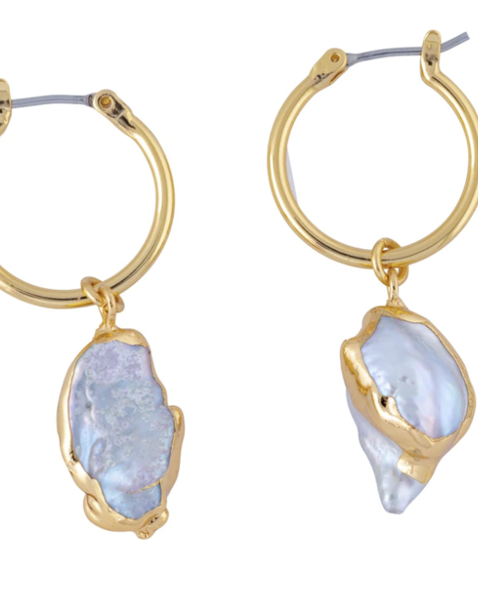 The Beach and Back Ocean Springs Organic Pearl Hoop Drop Earrings