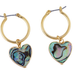 Ocean Springs Heart Abalone Hoop Drop Earrings