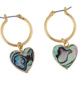 The Beach and Back Ocean Springs Heart Abalone Hoop Drop Earrings