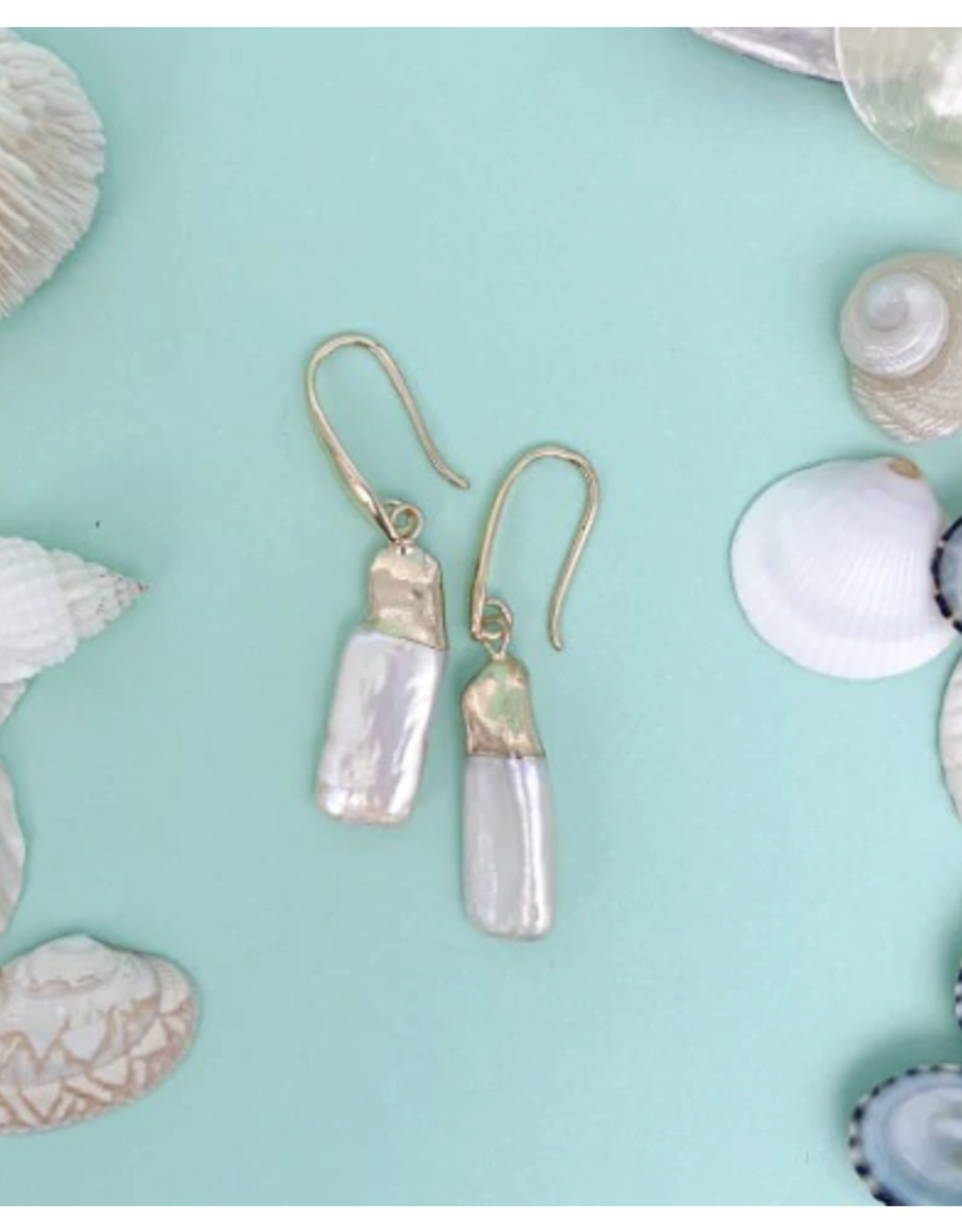 The Beach and Back Ocean Springs Rectangular Pearl Drop Earrings