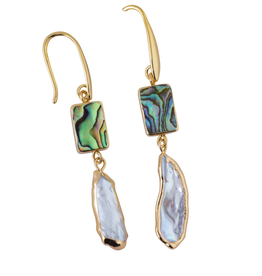 The Beach and Back Ocean Springs Double Drop Abalone And Pearl Earrings