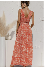 C+D+M Coral Leopard Print Sleeveless Maxi Dress