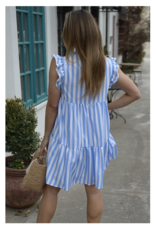 C+D+M Stripe Ruffle Sleeve Mini Dress