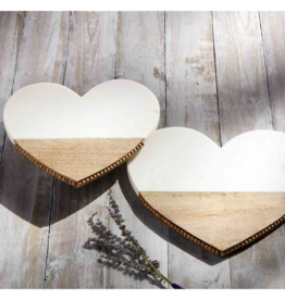 Marble and Wood Heart Platter small