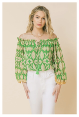 Flying Tomato Green Printed Woven Top