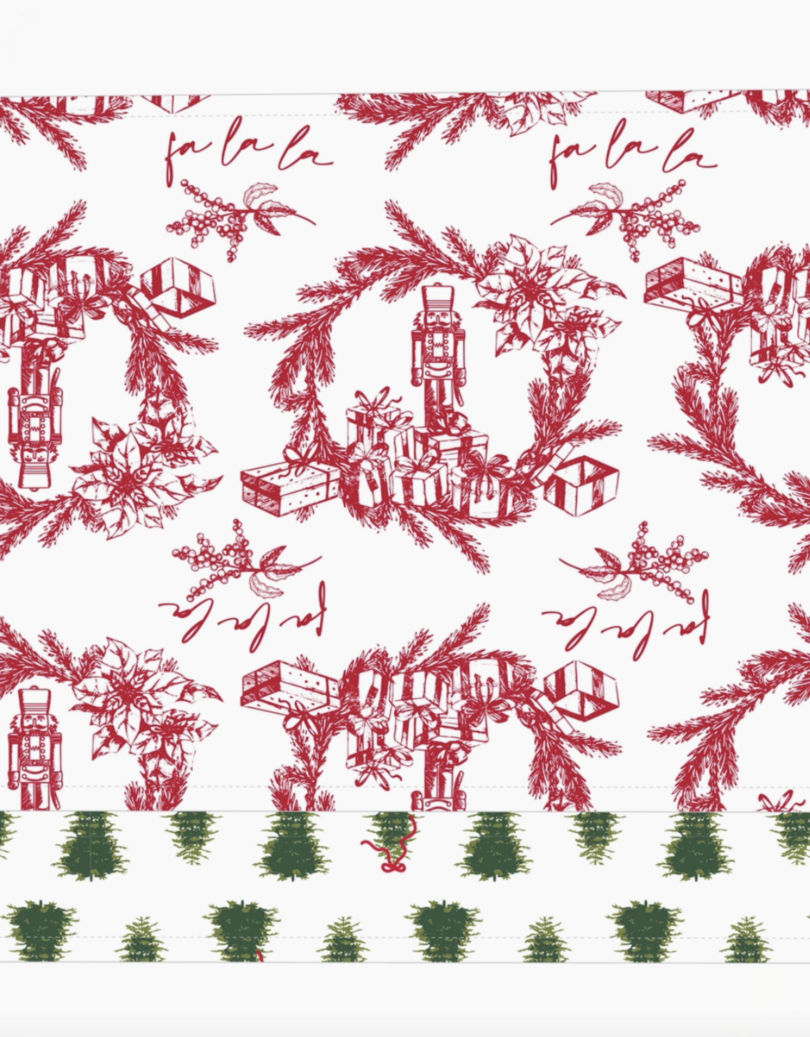 8 Oak Lane Holiday Toile Red/Christmas Tree Green Reversible Placemats Set of 4