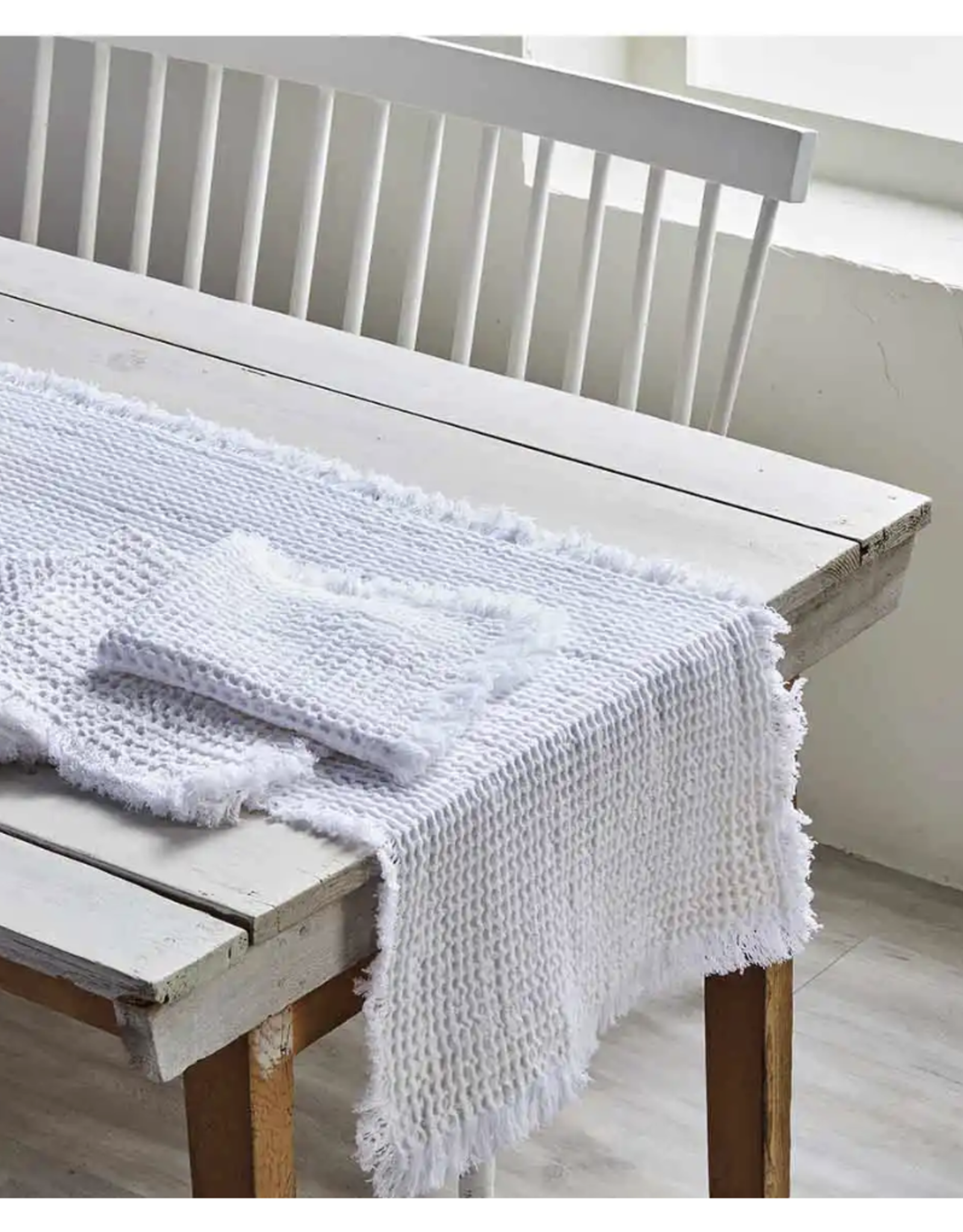 Mud Pie White Waffle Weave Table Runner