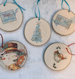 Pati Hellmers Christmas Decoupaged Wood Ornament