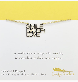 LUCKY FEATHER Smile,Laugh,Love Necklace