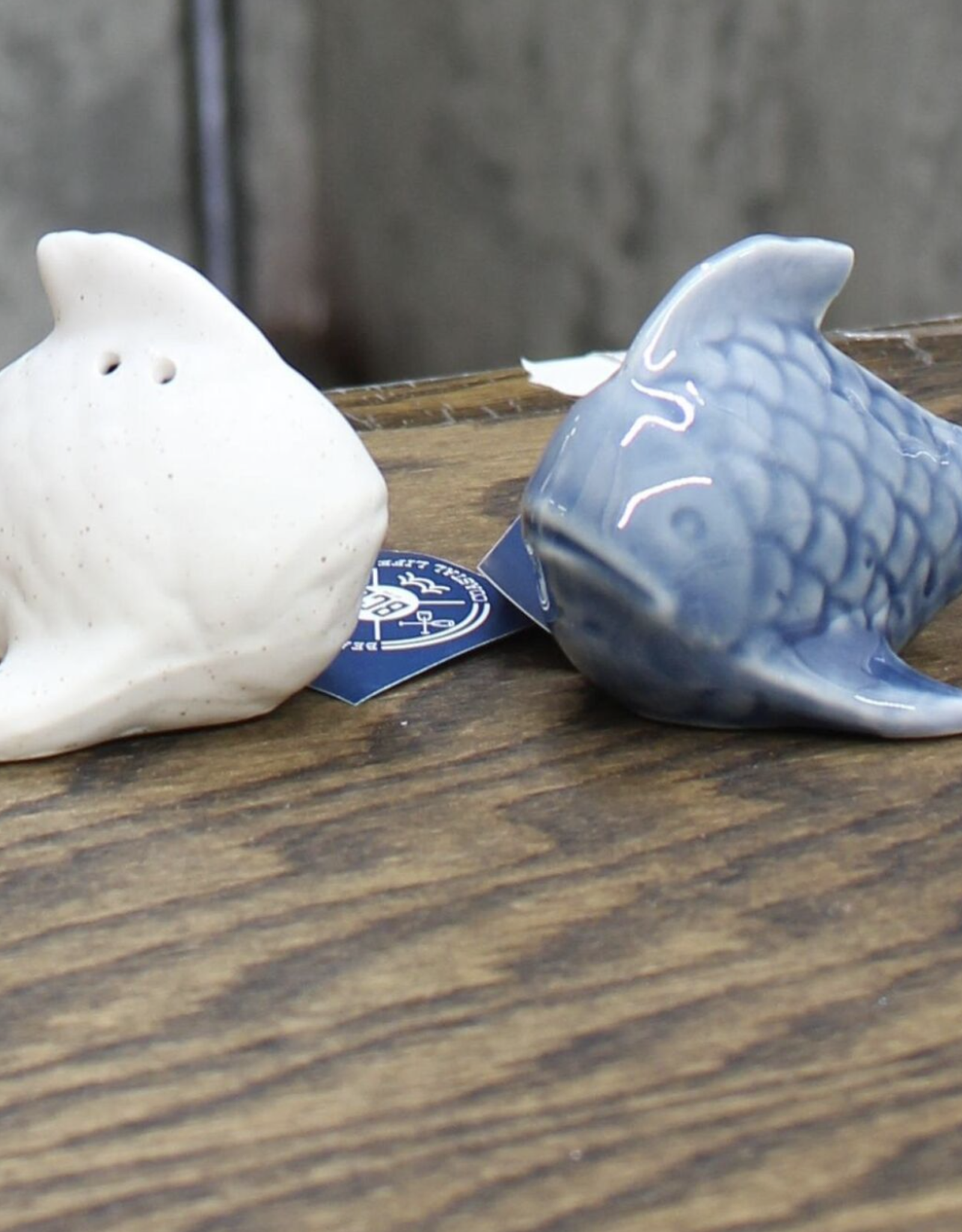 Beachcombers Blue and Bisque Fish Salt and Pepper Set