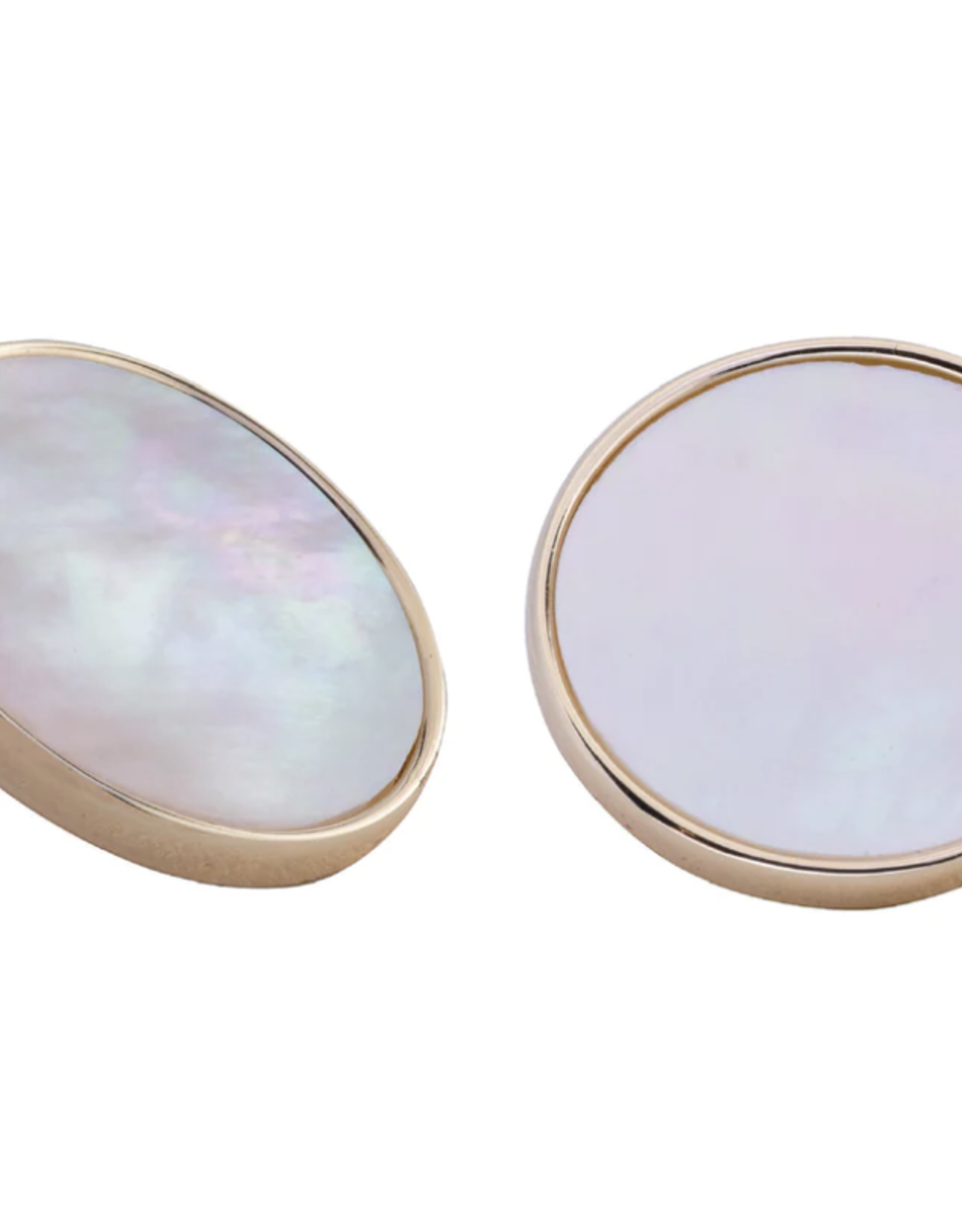 The Beach and Back Dana Point Circle Mother of Pearl Post Earrings