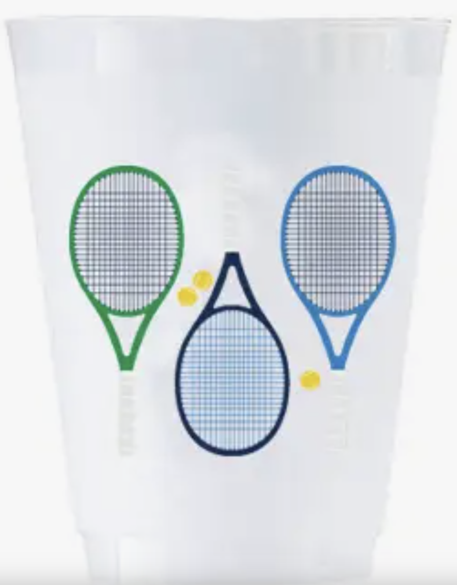 White House Social Stationery Set of 8 Reusable Tennis Racquet Shatter Proof Cups