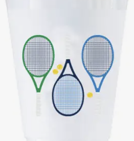 White House Social Stationery Set of 8 Reusable Tennis Racquet Shatter Proof Cups