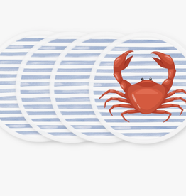Peachy Pendants Crab on Stripes Coaster Set of 4