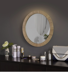 Quickway Imports Rattan Round Wall Mirror