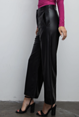 Style USA High Waist Wide Leg  Black Faux Leather Pants