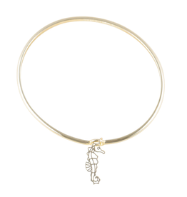 The Beach and Back Mattapoisett Seahorse and Pearl Bangle Gold