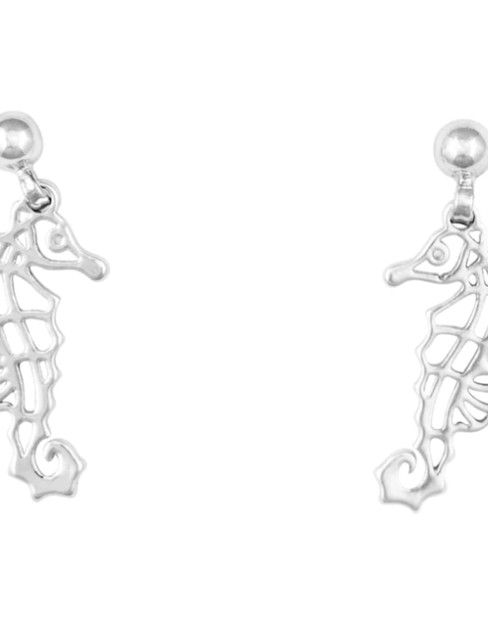 The Beach and Back Mattapoisett Seahorse Leverback Drop Earrings-Silver