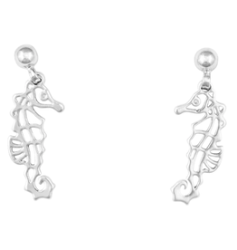 The Beach and Back Mattapoisett Seahorse Leverback Drop Earrings-Silver