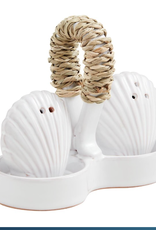Mud Pie White Scallop Shell Salt and Pepper Set