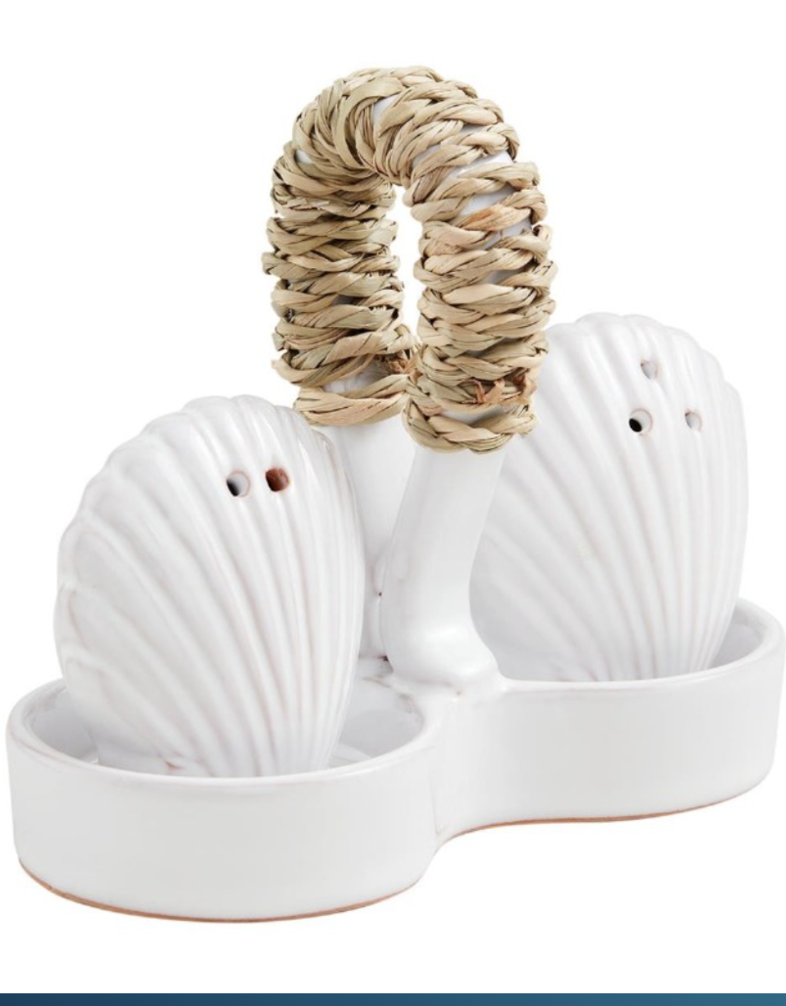 Mud Pie White Scallop Shell Salt and Pepper Set