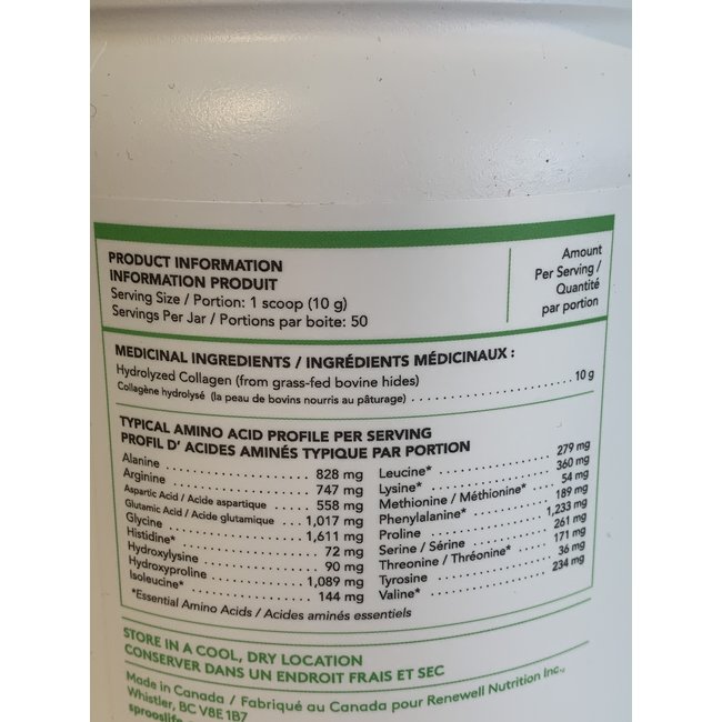 SPROOS Collagène Nourrit à l’Herbe Sans Saveur 500g