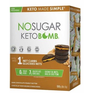 NO SUGAR CO. Keto Bomb Chocolat Noir Beurre d’Arachide (30x17g)