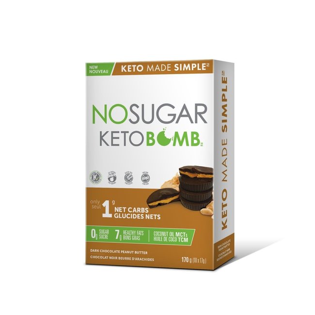 NO SUGAR Keto Bombs Chocolat Noir Beurre d’Arachides 10x17g