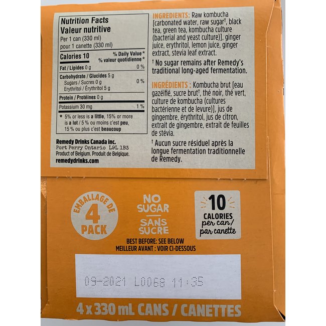 REMEDY Kombucha Canettes 4x330ml (6 saveurs)