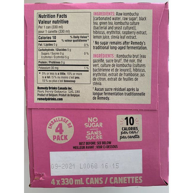 REMEDY Kombucha Canettes 4x330ml (6 saveurs)