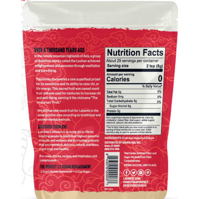 LAKANTO Sweeteners  Monks Fruit (2 types) 235g