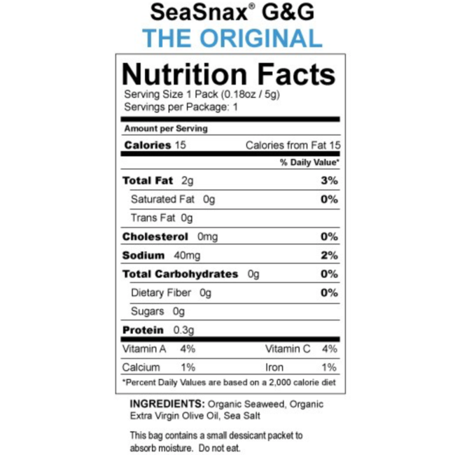 SEA SNAX Grignotines d’Algues Grillées Bio (4 saveurs) 10g
