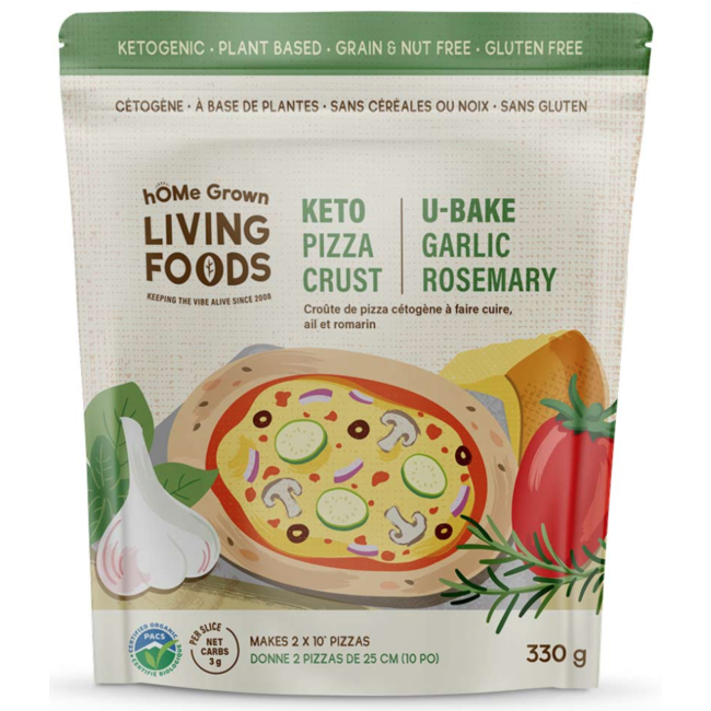 HOME GROWN LIVING FOODS Garlic and Rosemary Ketogen Pizza Crust 330g