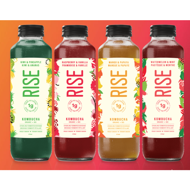 RISE KOMBUCHA 1g de Sucre 414 ml ( plusieurs Saveurs)