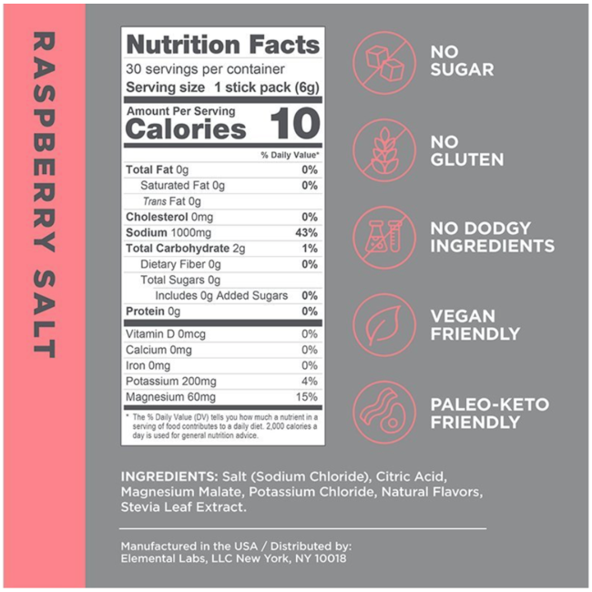 LMNT Électrolyte Drink Mix Box of 30 sachets (several flavours)