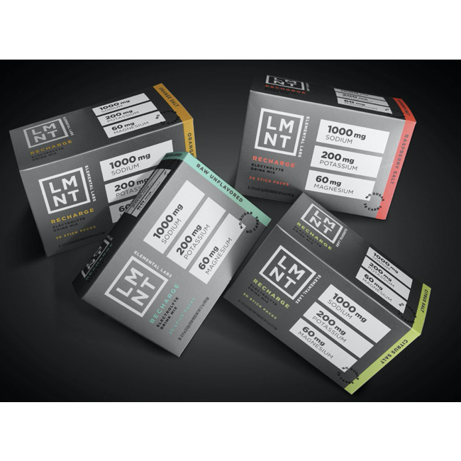 LMNT Électrolyte Drink Mix Box of 30 sachets (several flavours)
