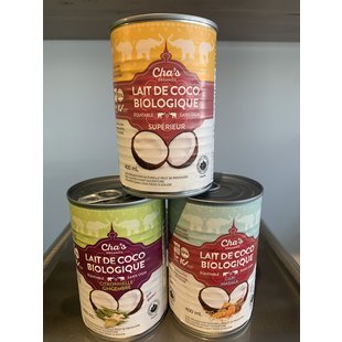 CHA'S Lait de Coco bio 400ml (plusieurs choix)