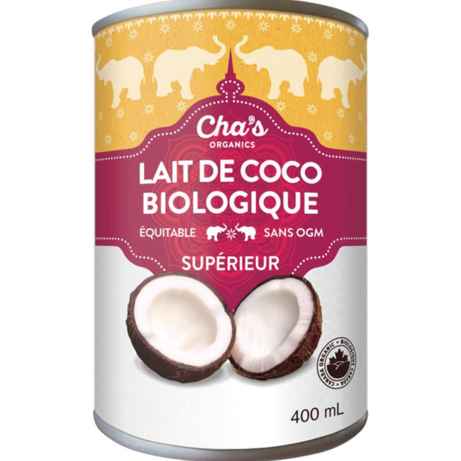 CHA'S Lait de Coco bio 400ml (plusieurs choix)