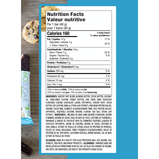 NO SUGAR Barres Boîte (plusieurs saveurs)12x40g