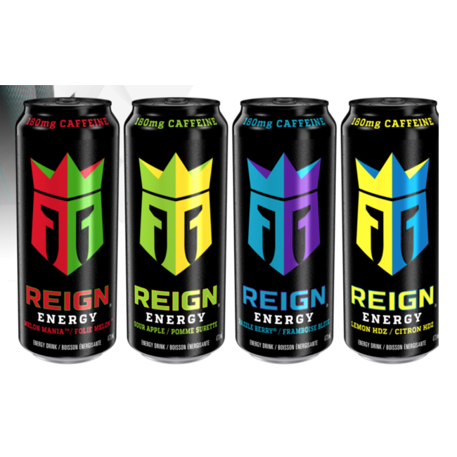 REIGN ENERGY Boissons Énergisantes 473ml (4 saveurs)