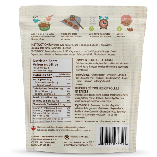 HOME GROWN LIVING FOOD Préparations Pour Biscuits 330g